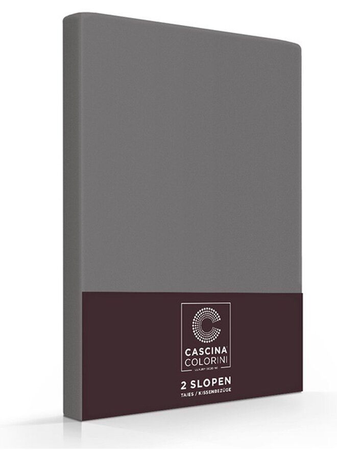 Cascina Colorini Kussenslopen (Set Van 2) Antraciet - 60x70 - Egyptisch Percale Katoen