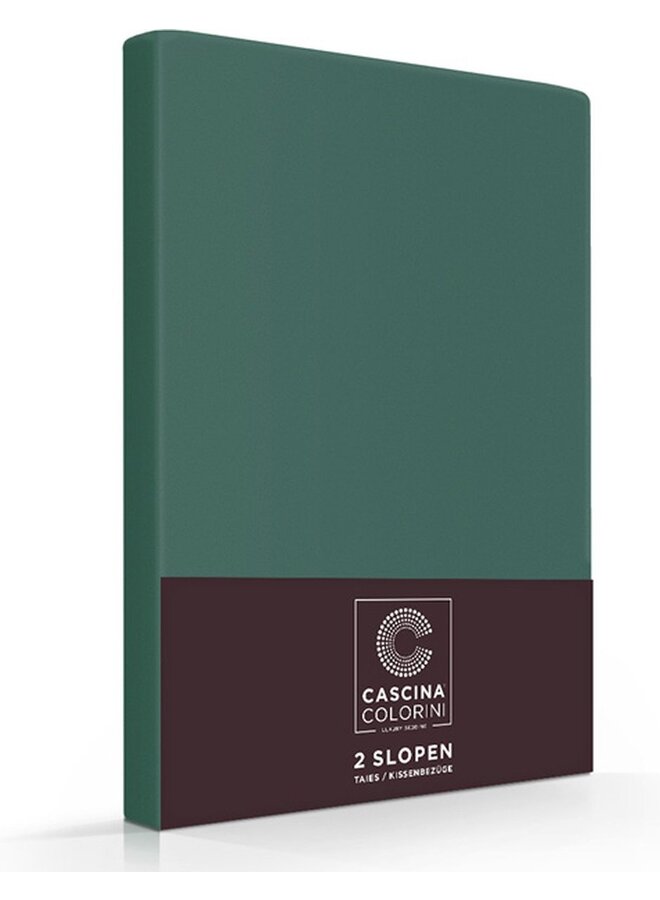 Cascina Colorini Kussenslopen Botanisch Groen  - Set Van 2 - Egyptisch Percale Katoen