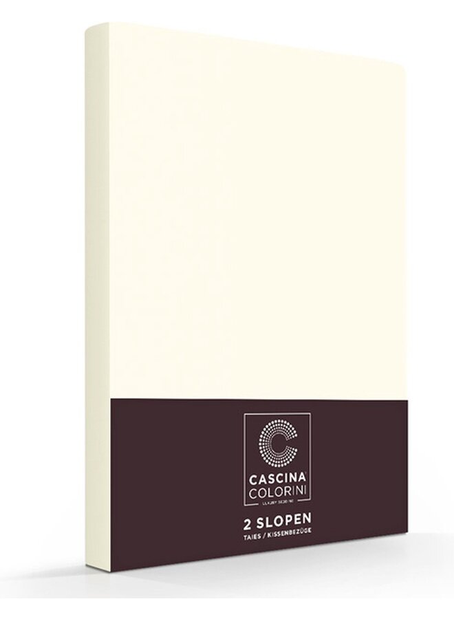 Cascina Colorini Kussenslopen (Set Van 2) Ivoor - 65x65 - Egyptisch Percale Katoen