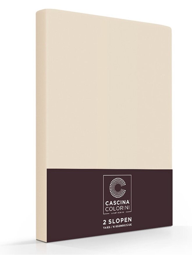 Cascina Colorini Kussenslopen Zand - Set Van 2 - Egyptisch Percale Katoen