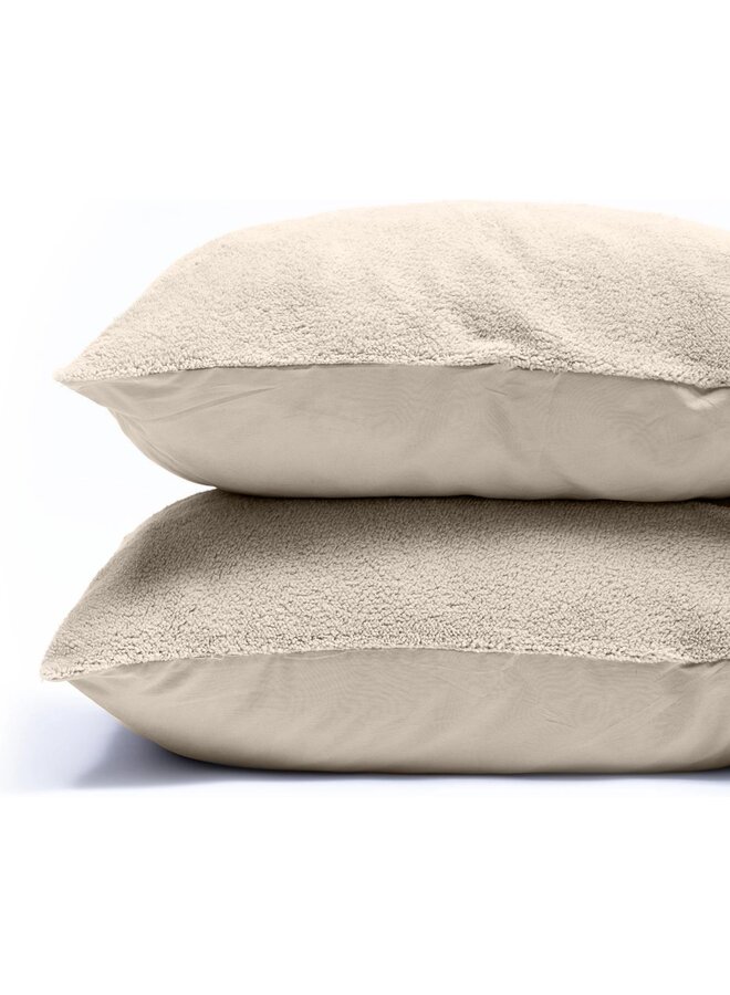 Sleeptime Kussenslopen Creme - Set Van 2 - Teddystof