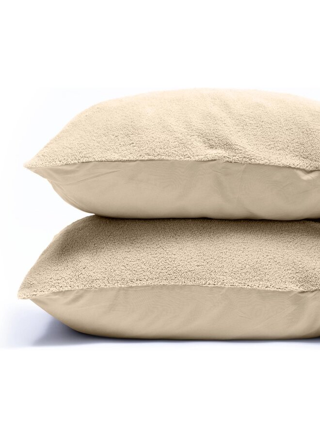 Sleeptime Kussenslopen Taupe - Set Van 2 - Teddystof