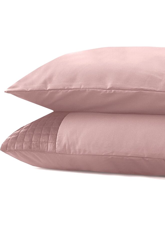 Sleeptime Kussenslopen Velvet Band Roze - Set Van 2 - Microvezel