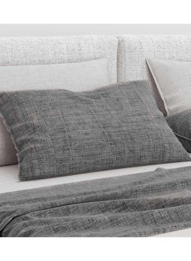 ZO! Home Kussenslopen Lino (Set van 2) Antraciet - 60x70 - Katoen