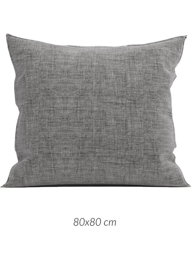 ZO! Home Kussenslopen Lino (Set van 2) Antraciet  - 80x80 - Katoen