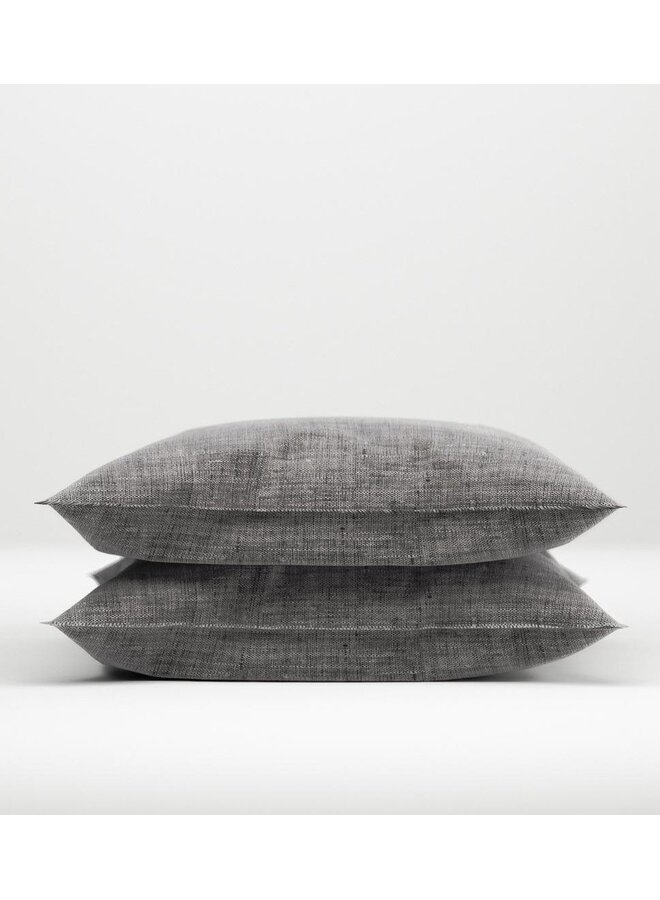 ZO! Home Kussenslopen Lino (Set van 2) Antraciet  - 80x80 - Katoen