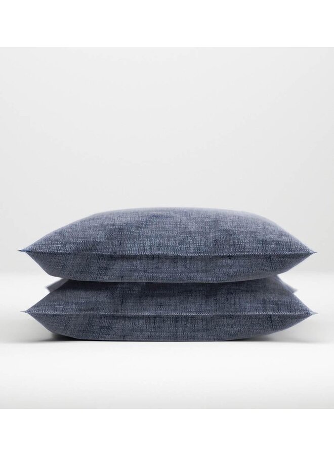 ZO! Home Kussenslopen Lino (Set van 2) Urban Blauw - 80x80 - Katoen