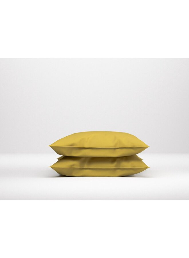 ZO! Home Kussenslopen Satinado (Set Van 2) Ochre Goud - 80x80 - Katoensatijn