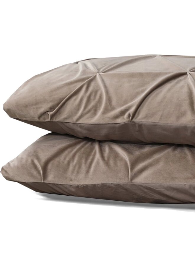 Sleeptime Kussenslopen Pintuck (Set Van 2) Taupe - 60x70 - Velvet