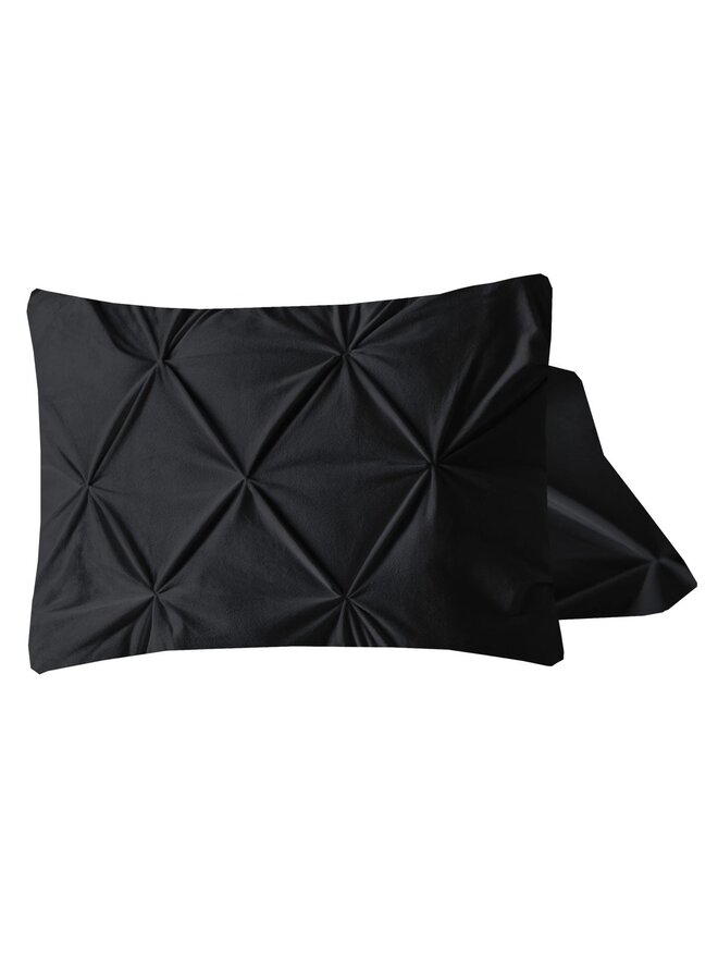 Sleeptime Kussenslopen Pintuck Zwart - Set Van 2 - Velvet