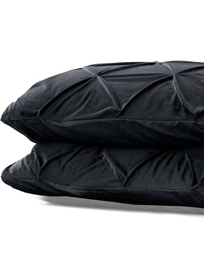Sleeptime Kussenslopen Pintuck Zwart - Set Van 2 - Velvet