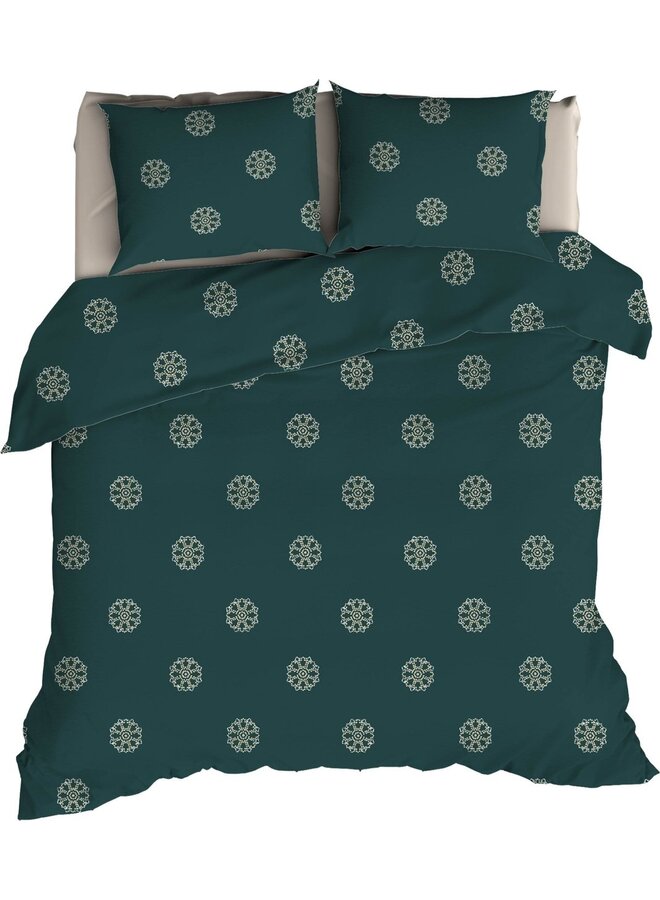 Romanette Lakenset Flocons Groen - Flanel