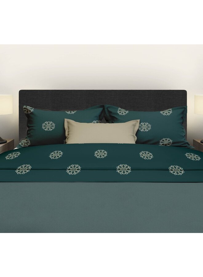 Romanette Lakenset Flocons Groen - Flanel