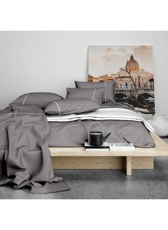 Romanette Lakenset Duchesse Antraciet/Wit - Flanel