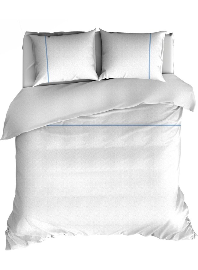 Lakenset Duchesse Wit/Blauw - Flanel