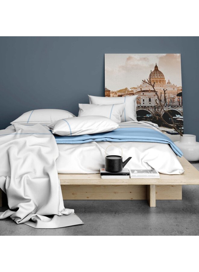 Romanette Lakenset Duchesse Wit/Blauw - Flanel