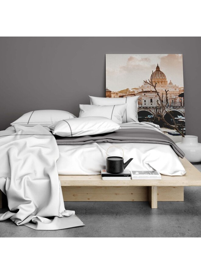 Romanette Lakenset Duchesse Wit/Grijs- Flanel