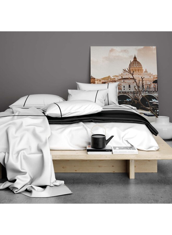 Romanette Lakenset Duchesse Wit/Zwart- Flanel