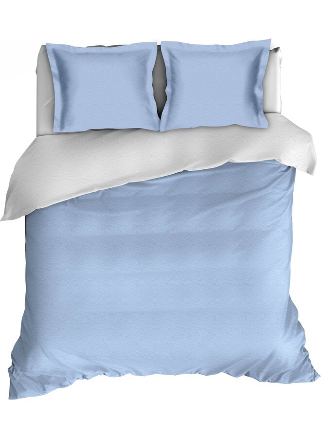 Lakenset Uni Comtesse Blauw/Wit - Flanel