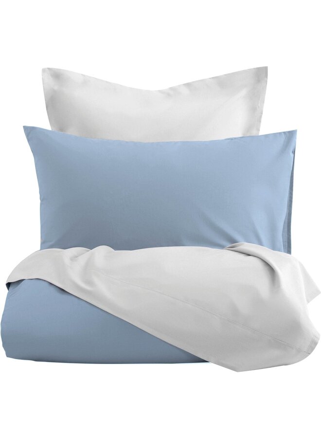 Romanette Lakenset Uni Comtesse Blauw/Wit - Flanel