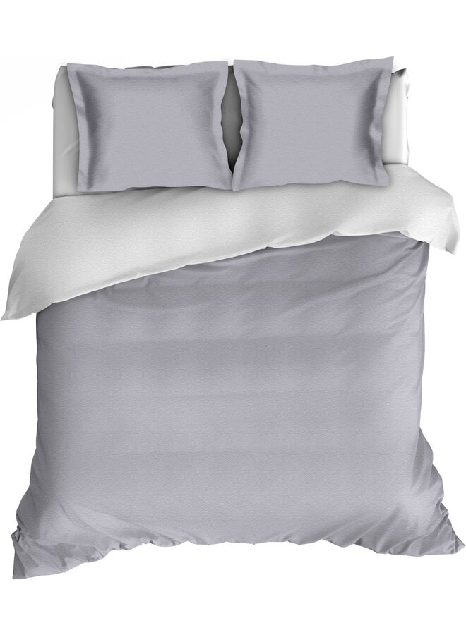 Lakenset Uni Comtesse Grijs/Wit - Flanel
