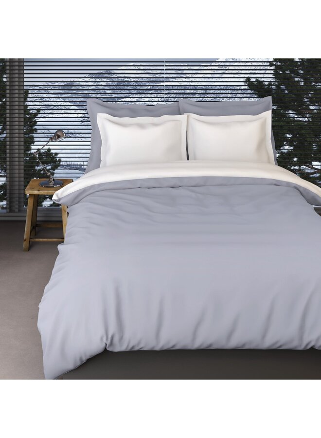 Romanette Lakenset Uni Comtesse Grijs/Wit - Flanel