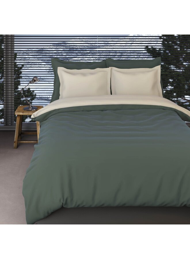 Romanette Lakenset Uni Comtesse Groen/Creme - Flanel