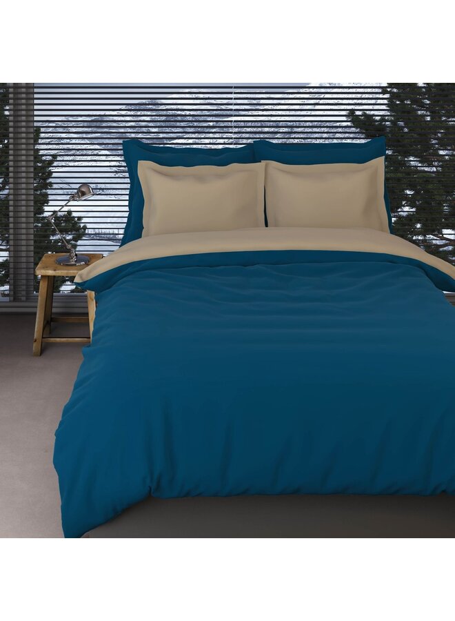 Romanette Lakenset Uni Comtesse Teal/Zand - Flanel
