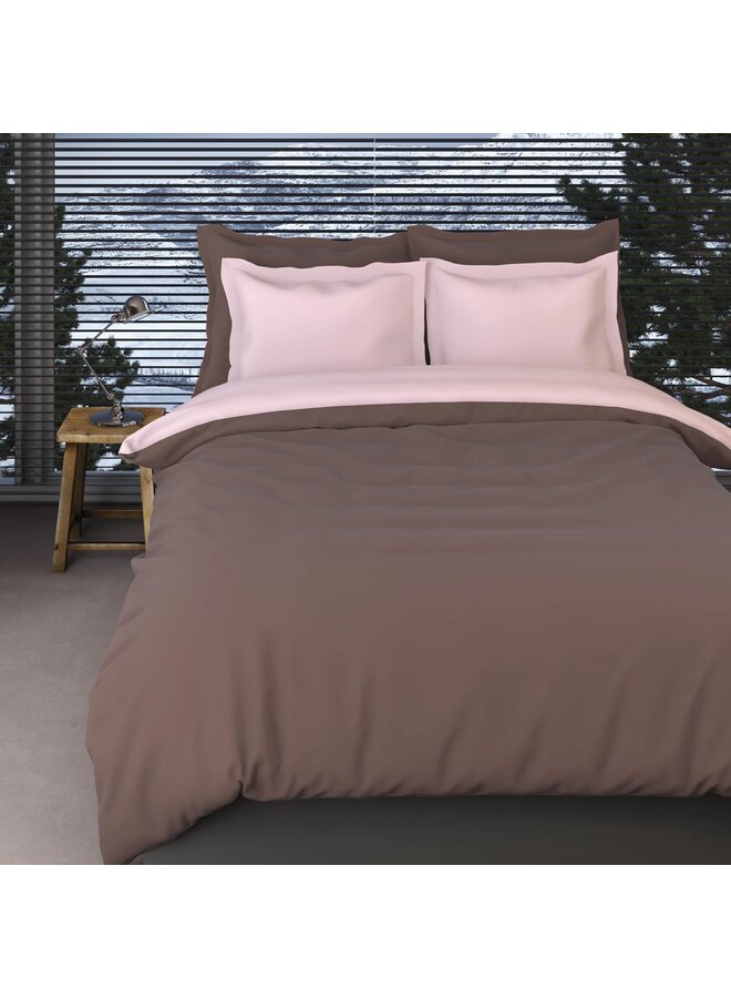 Romanette Lakenset Uni Comtesse Taupe/Roze - Flanel