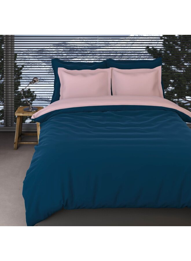 Romanette Lakenset Uni Comtesse Teal/Roze - Flanel