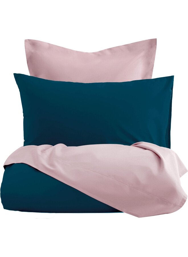 Romanette Lakenset Uni Comtesse Teal/Roze - Flanel