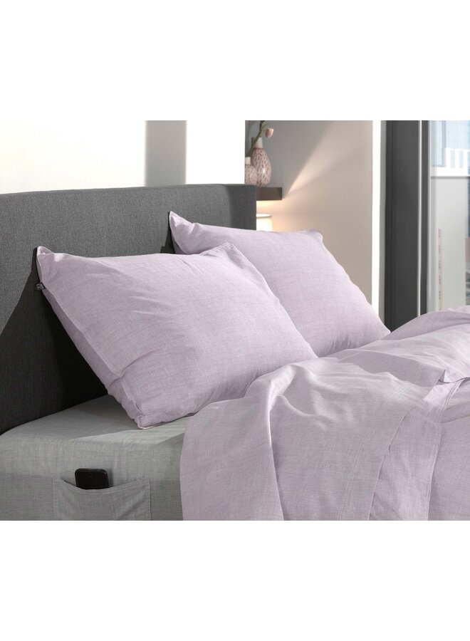 ZO! Home Kussenslopen Lino Grijs Lilac- Set Van 2 - Katoen