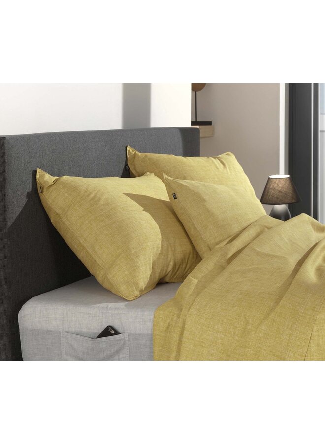 ZO! Home Katoen Kussenslopen Lino (Set van 2) Aspen Geel - Katoen
