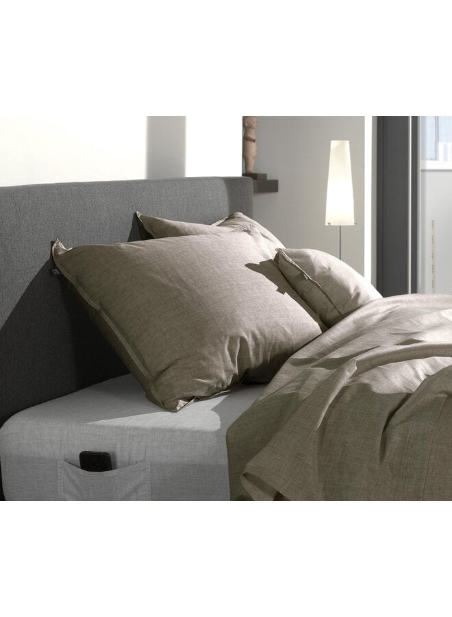 ZO! Home Kussenslopen Lino Taupe - Set Van 2 - Katoen