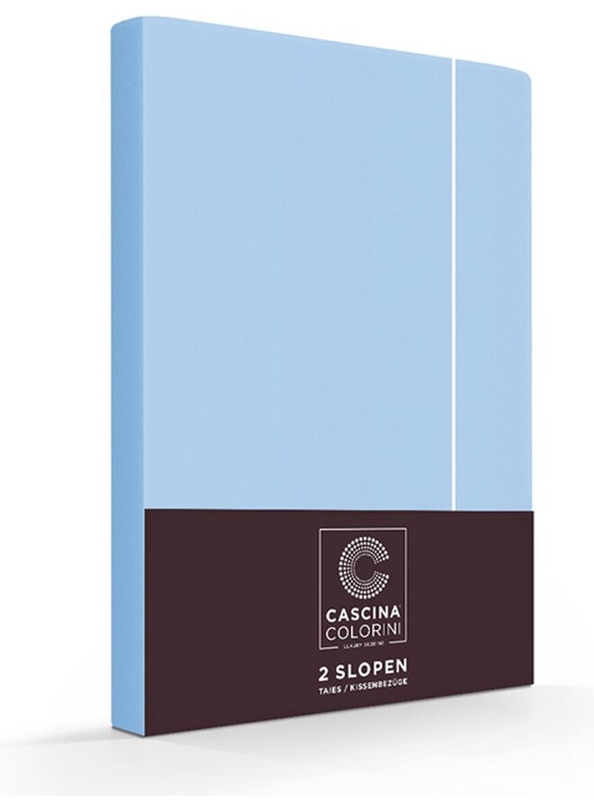Cascina Colorini Kussenslopen Divina (Set Van 2) Blauw/Wit - Egyptisch Percale Katoen