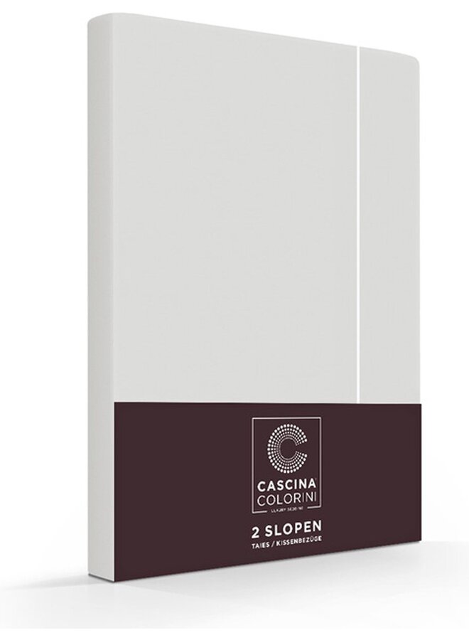 Kussenslopen Divina Grijs/Wit - Set Van 2 - Egyptisch Percale Katoen