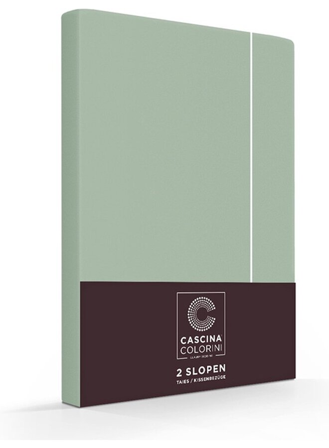 Kussenslopen Divina Groen/Wit - Set Van 2 - Egyptisch Percale Katoen