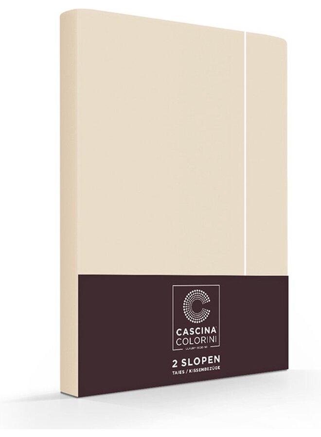 Kussenslopen Divina Zand/Wit - Set Van 2 - Egyptisch Percale Katoen