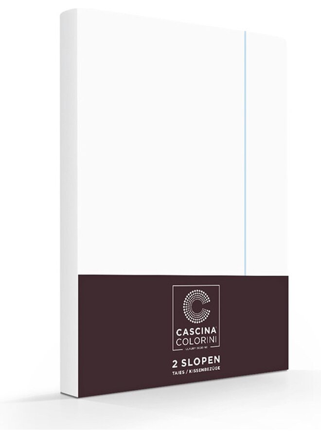 Kussenslopen Divina Wit/Blauw- Set Van 2 - Egyptisch Percale Katoen