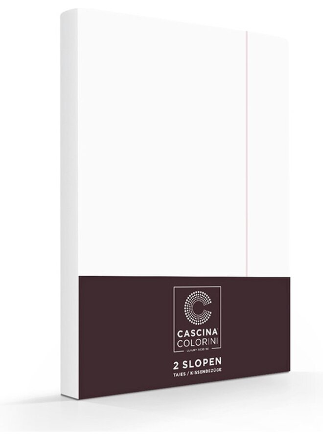 Cascina Colorini Kussenslopen Divina (Set Van 2) Wit/Roze - Egyptisch Percale Katoen