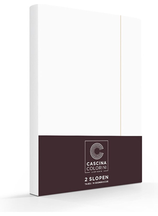 Kussenslopen Divina Wit/Zand- Set Van 2 - Egyptisch Percale Katoen