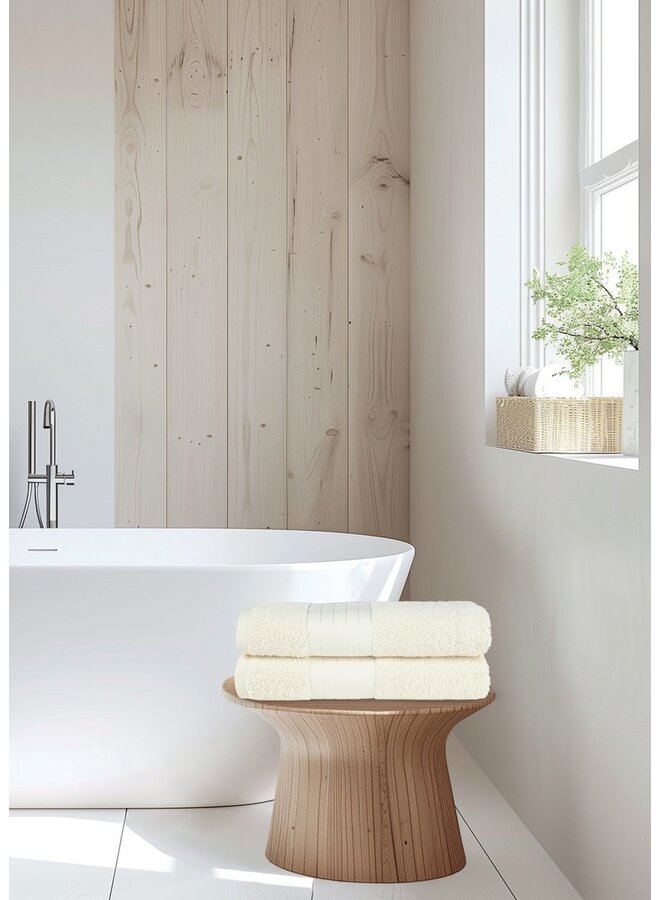 Good Morning Handdoeken (Set Van 2) Creme - 70x140 - Badstof Katoen