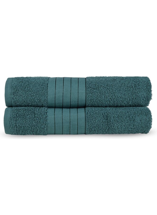 Handdoeken (Set Van 2) Donker Groen - 70x140 - Badstof Katoen