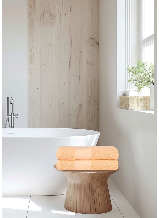 Good Morning Handdoeken (Set Van 2) Perzik - 70x140 - Badstof Katoen