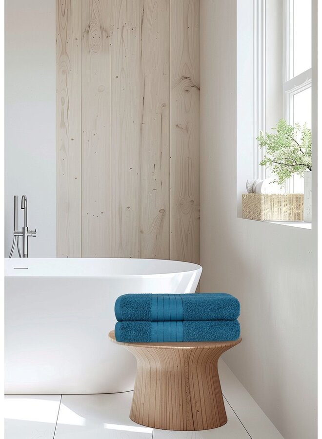 Good Morning Handdoeken (Set Van 2) Petrol - 70x140 - Badstof Katoen