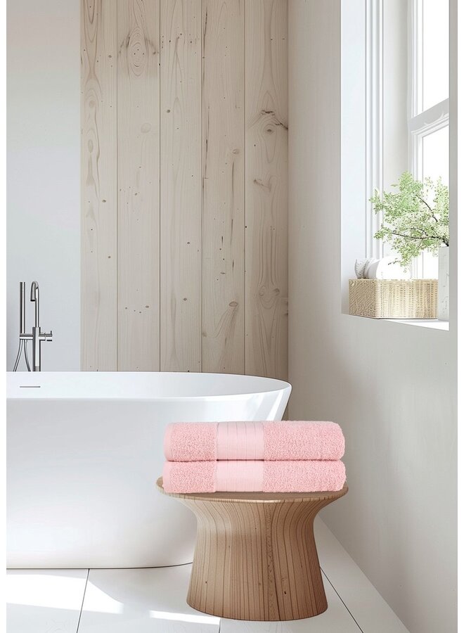 Good Morning Handdoeken (Set Van 2) Roze - 70x140 - Badstof Katoen