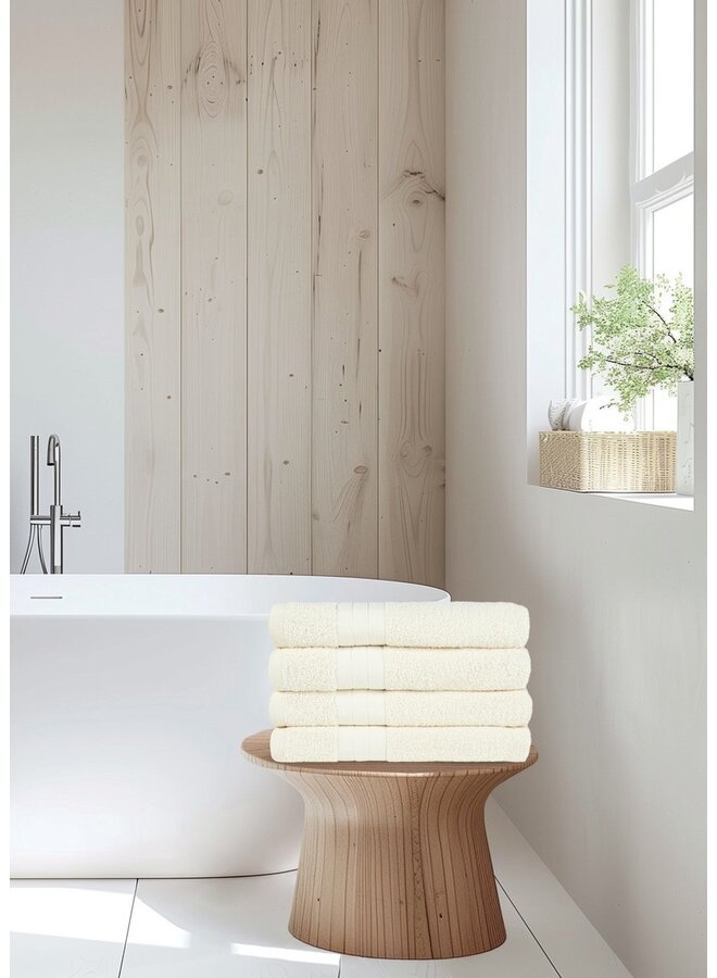 Good Morning Handdoeken (Set Van 4) Creme - 50x100 - Badstof Katoen