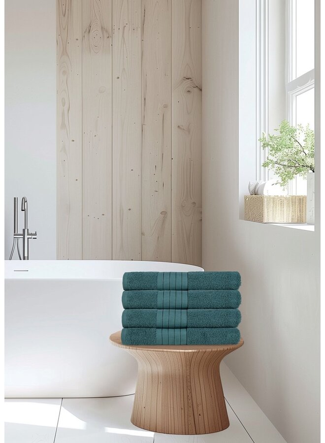 4x Good Morning Katoen Handdoeken Donker Groen - 50x100