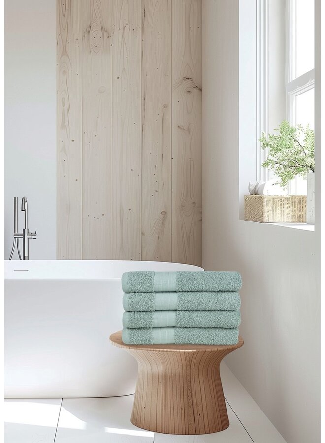 Good Morning Handdoeken (Set Van 4) Licht Groen - 50x100 - Badstof Katoen