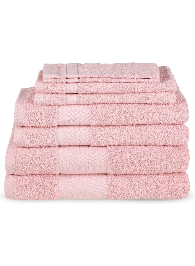 Handdoekenset (Set Van 8) Roze - Badstof Katoen